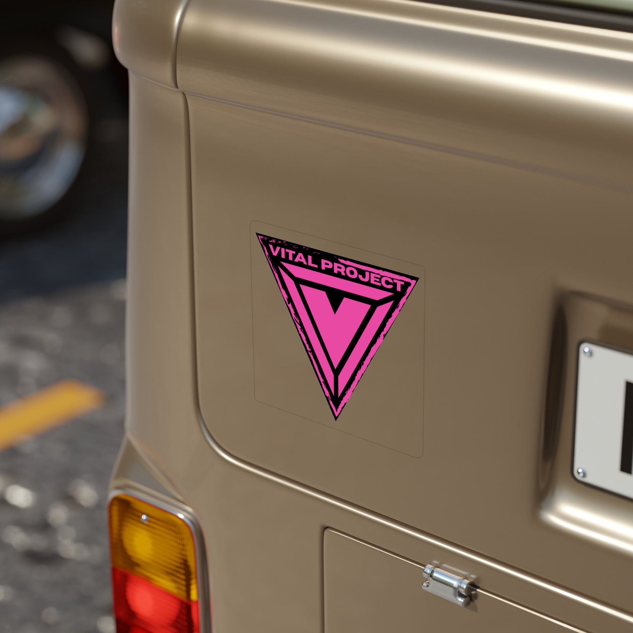 Vital Project Pink Triangle Outdoor Sticker — Die-Cut Transparent Vinyl