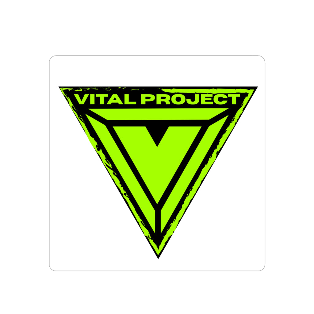 Vital Project Neon Triangle Sticker — Indoor/Outdoor Die-Cut Transparent Vinyl