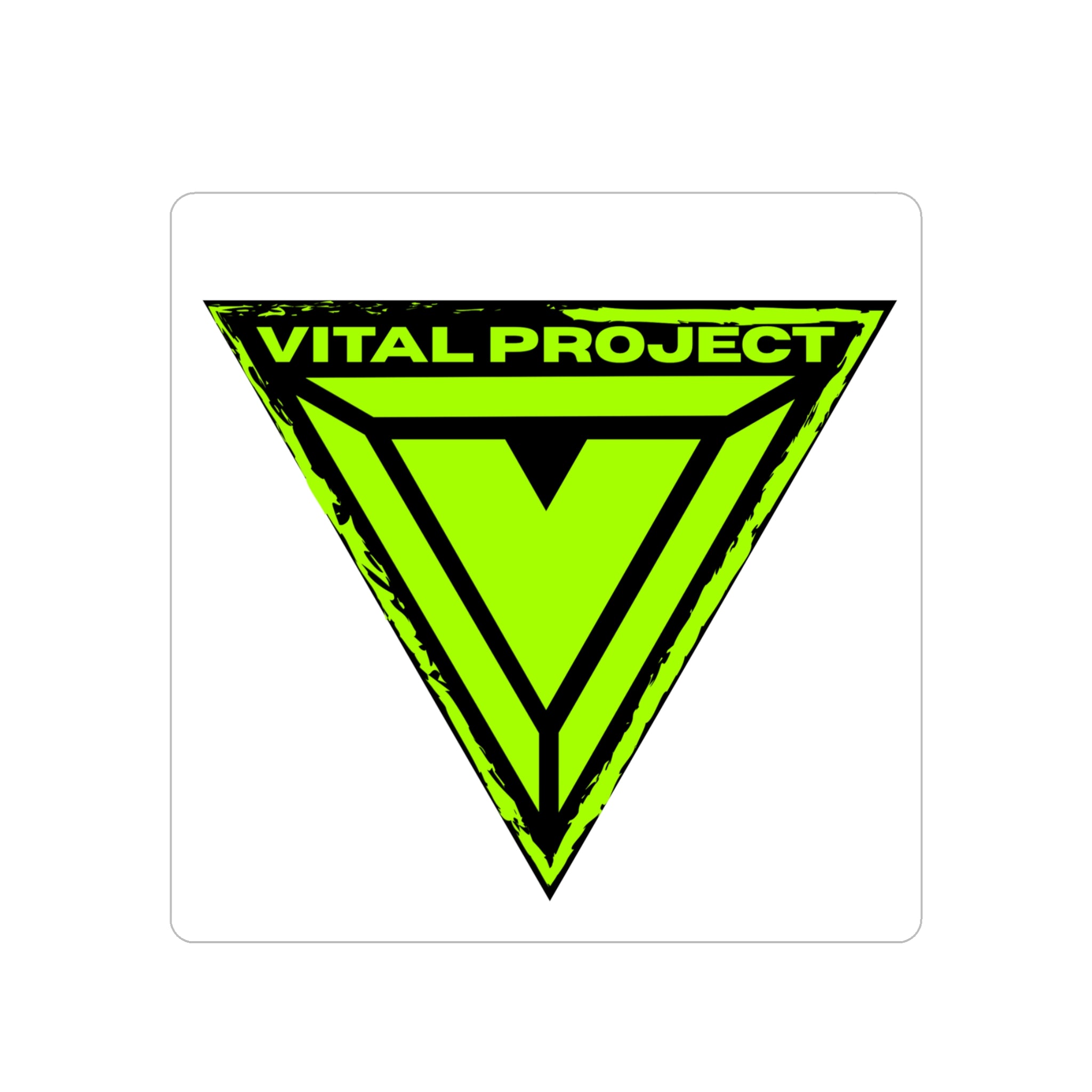 Vital Project Neon Triangle Sticker — Indoor/Outdoor Die-Cut Transparent Vinyl