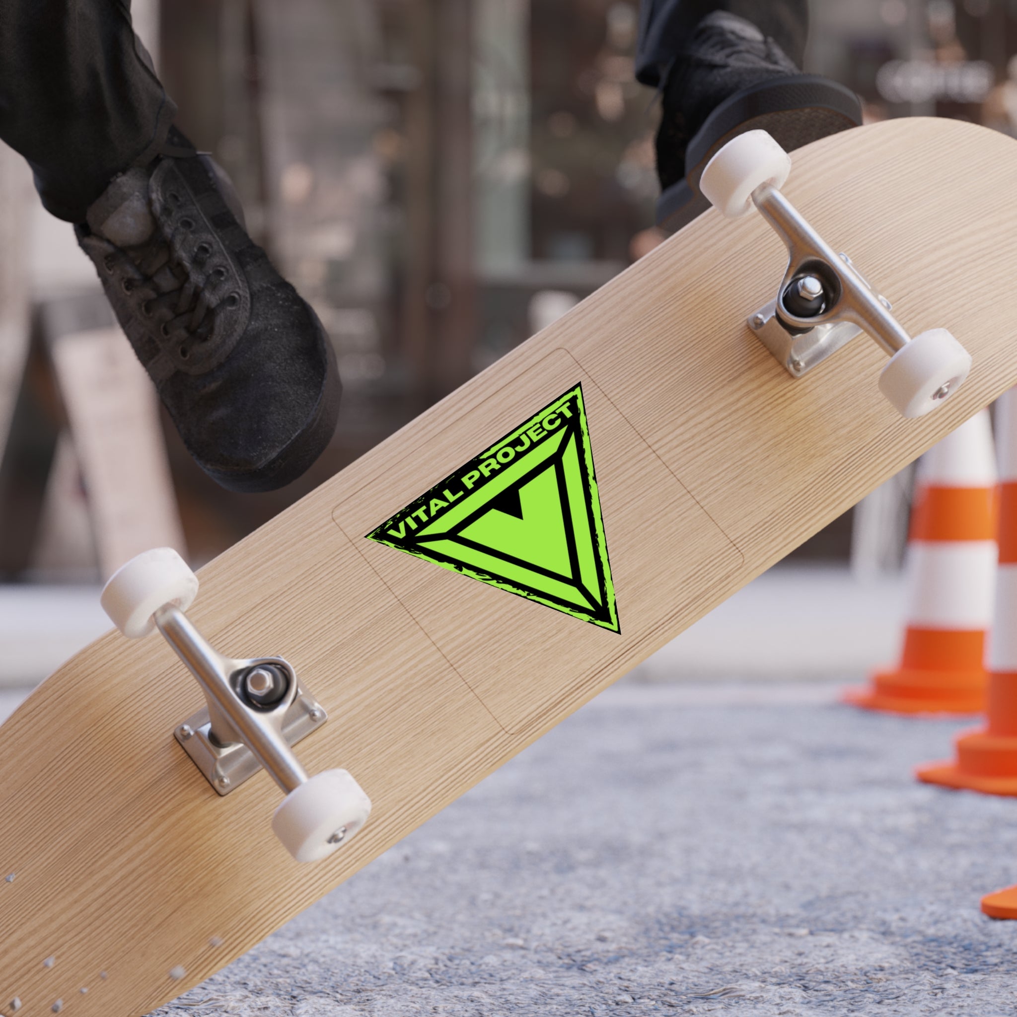 Vital Project Neon Triangle Sticker — Indoor/Outdoor Die-Cut Transparent Vinyl