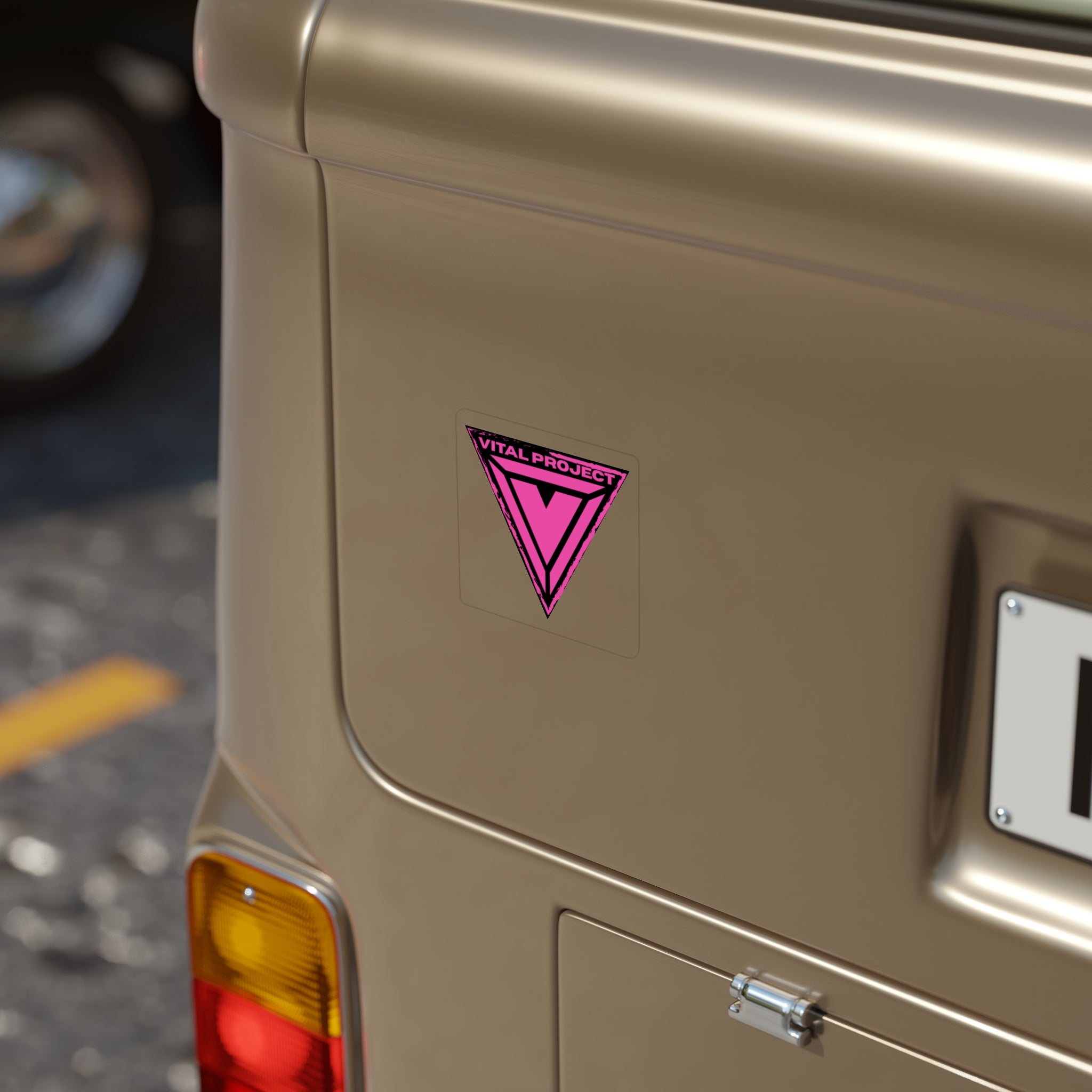Vital Project Pink Triangle Outdoor Sticker — Die-Cut Transparent Vinyl