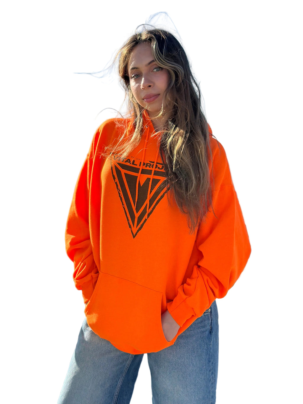 Hanes P170 Hi-Vis Hoodie in Safety Orange - Orange Neon Workwear Aesthetic Vital Project
