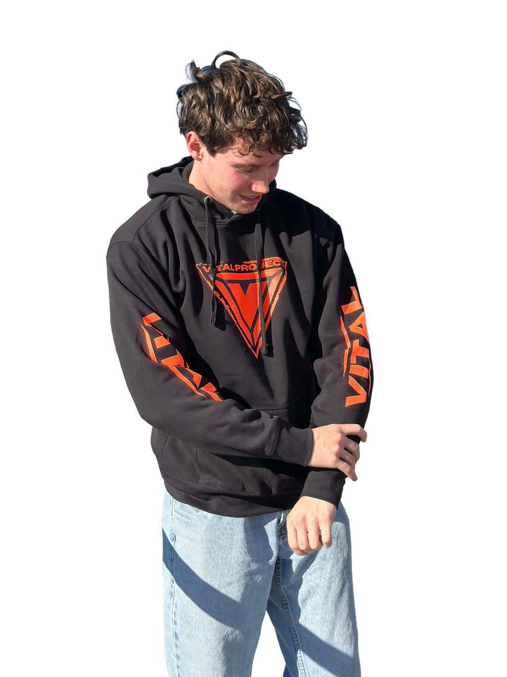 Original Vital Hoodie in Neon Electric Orange Safety Orange Hi-Vis Reflective