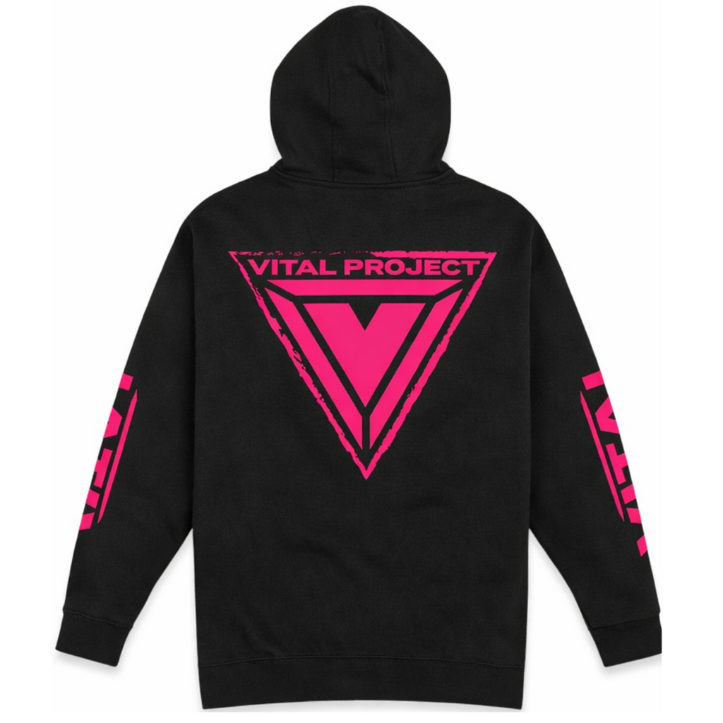 Original Vital Hoodie in Neon Electric Pink Safety Pink Hi-Vis Reflective Streetwear