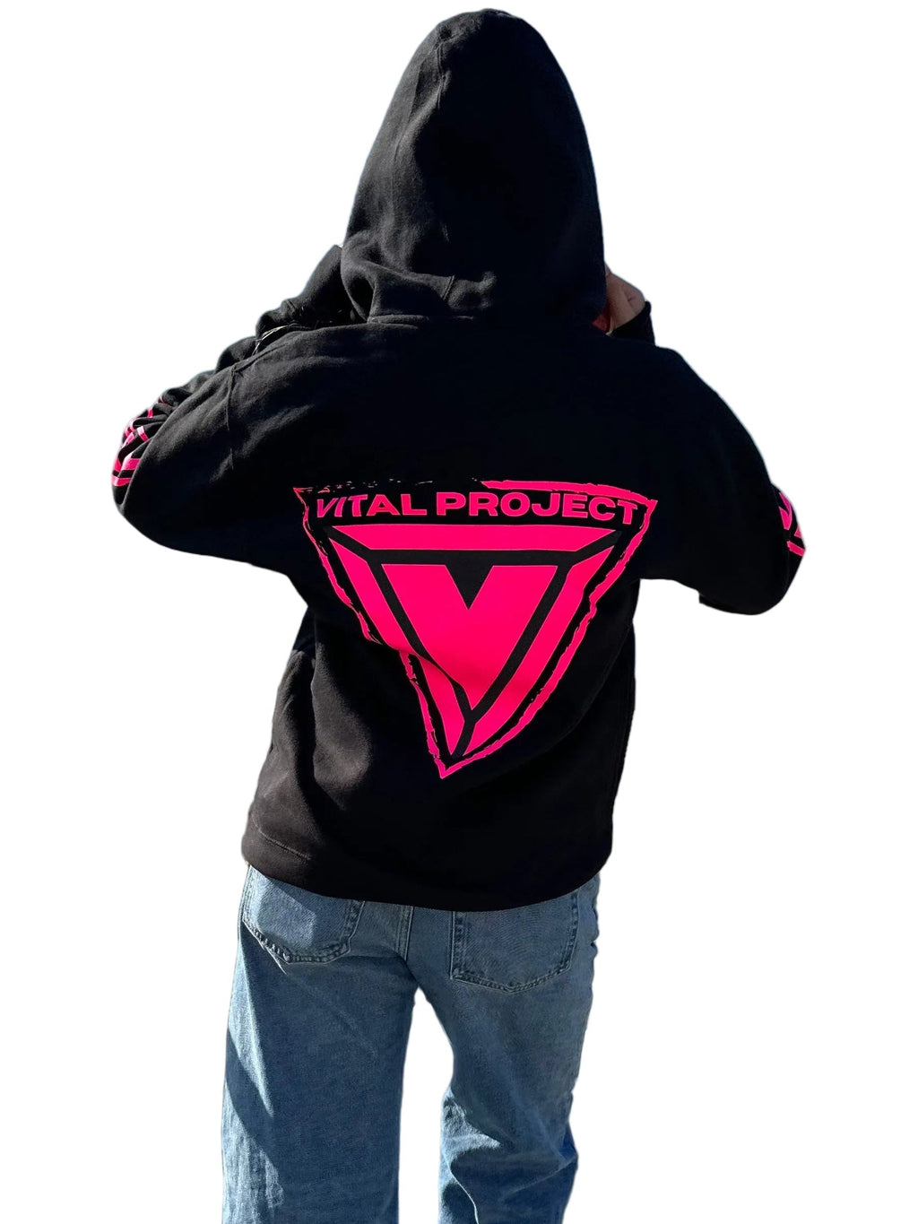 Original Vital Hoodie in Neon Electric Pink Safety Pink Hi-Vis Reflective Streetwear